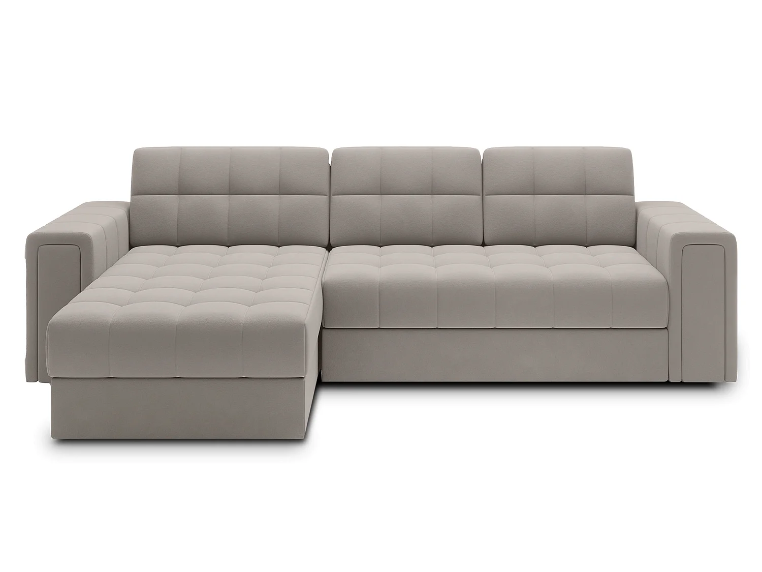 Canapé d’angle réversible convertible KLUMANN en velours – 260cm-Taupe