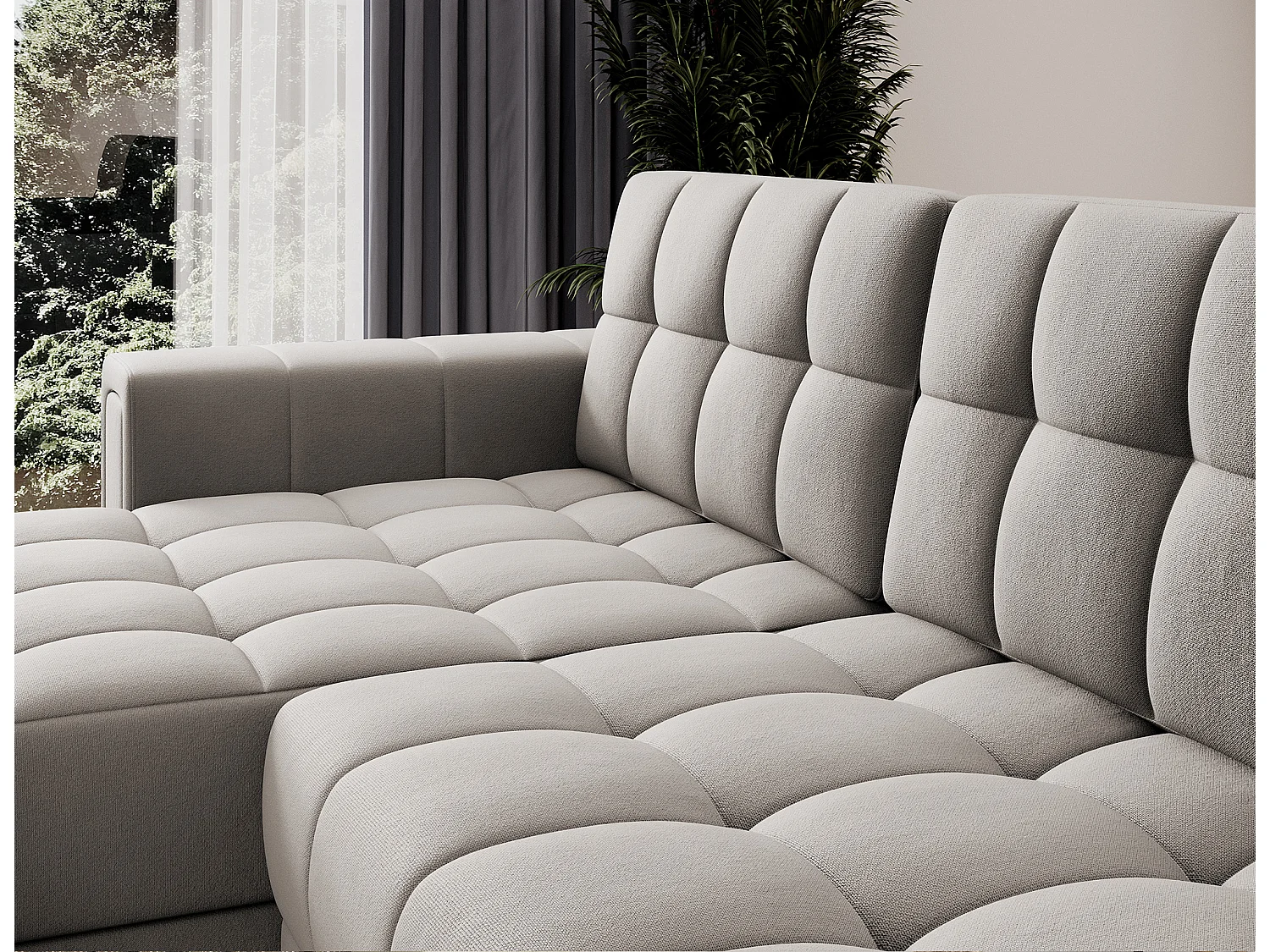 Canapé d’angle réversible convertible KLUMANN en velours – 260cm-Taupe