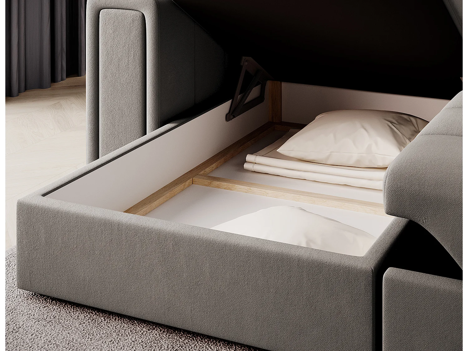 Canapé d’angle réversible convertible KLUMANN en velours – 260cm-Taupe