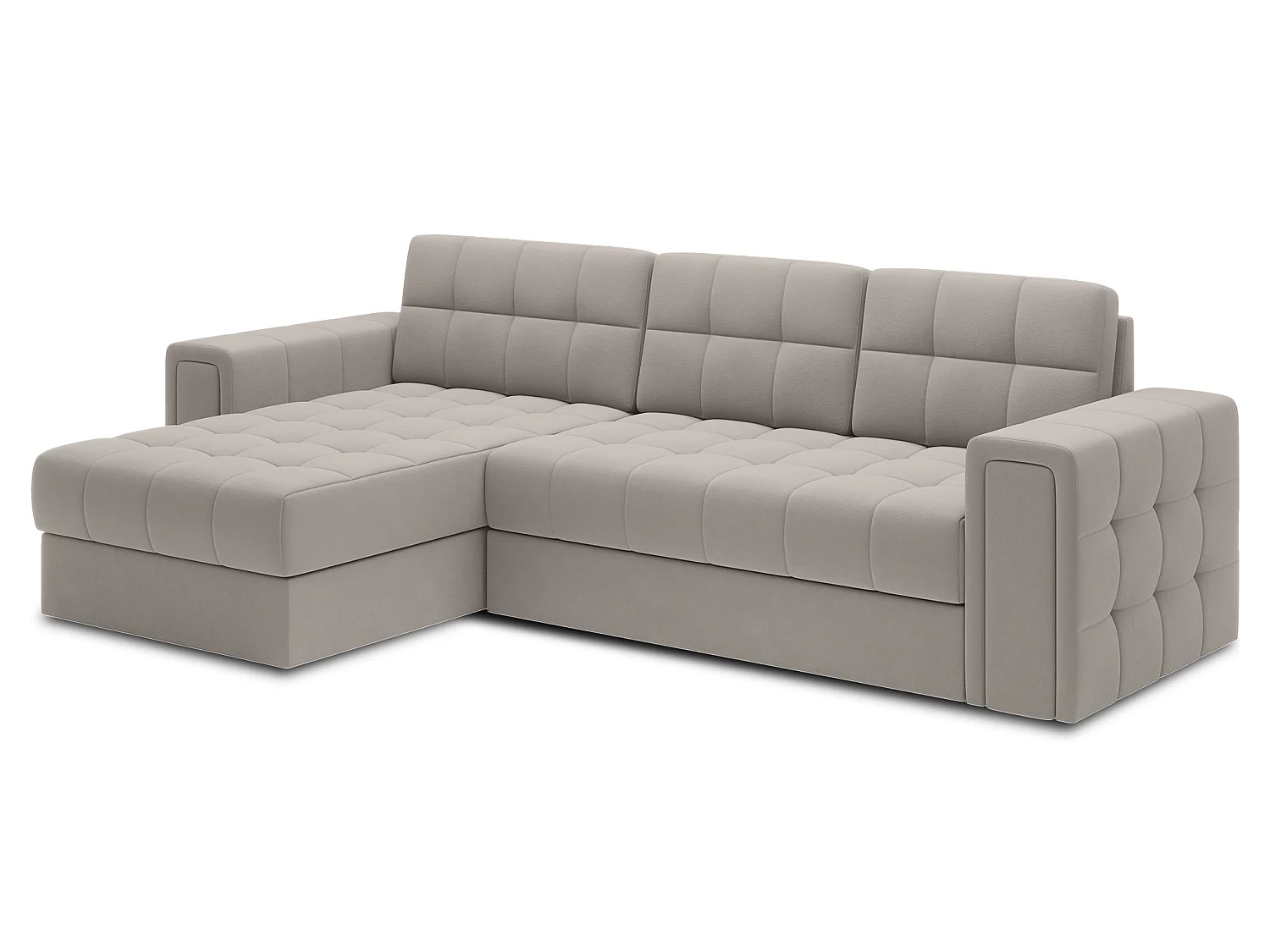 Canapé d’angle réversible convertible KLUMANN en velours – 260cm-Taupe