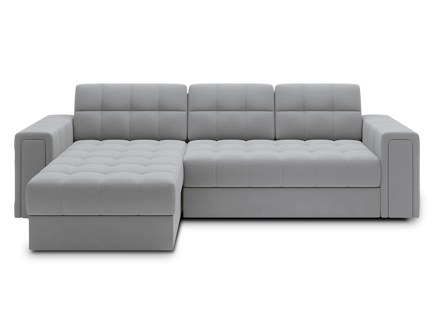 Canapé d’angle réversible convertible KLUMANN en velours – 260cm-Gris clair