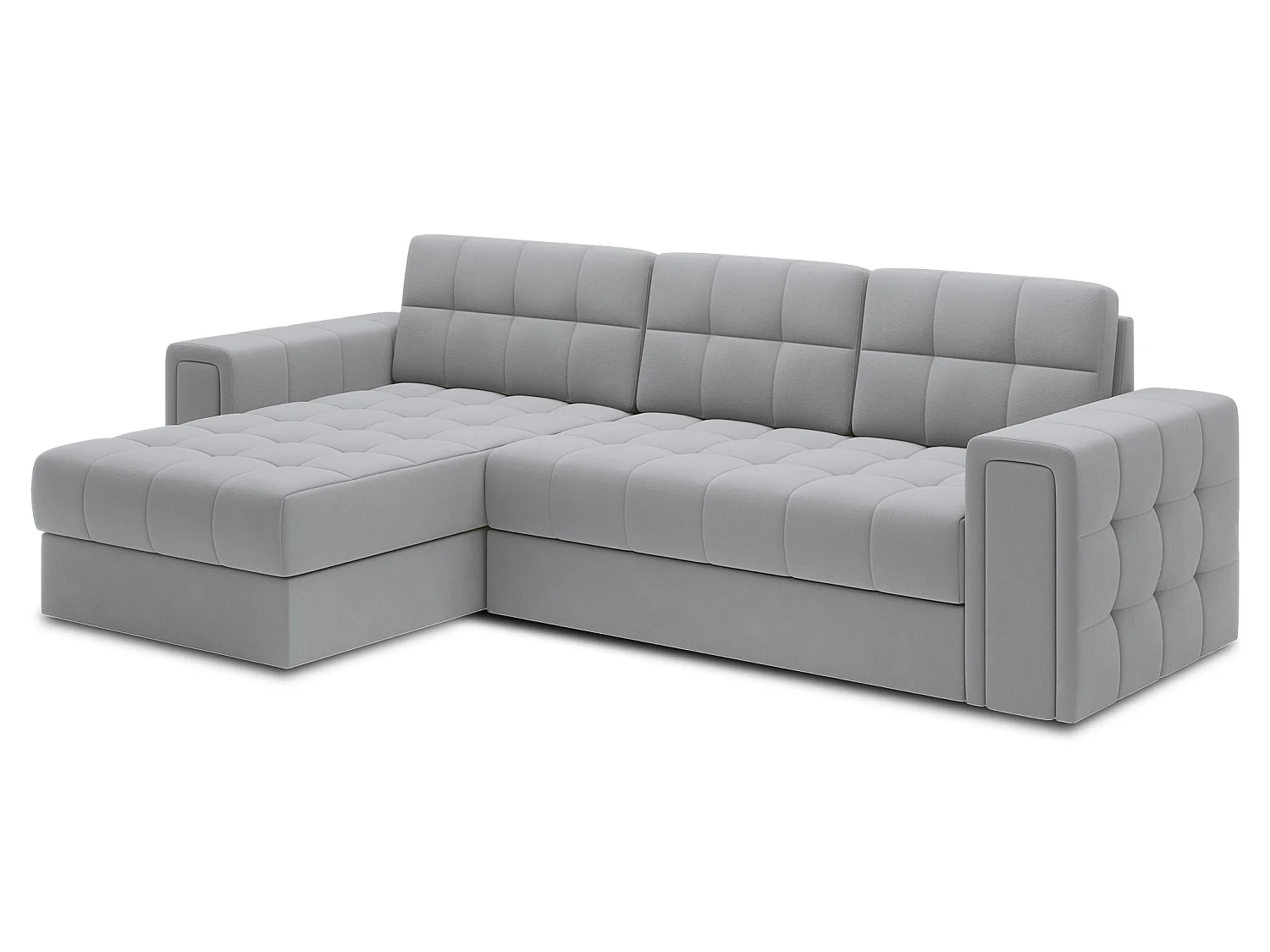 Canapé d’angle réversible convertible KLUMANN en velours – 260cm-Gris clair