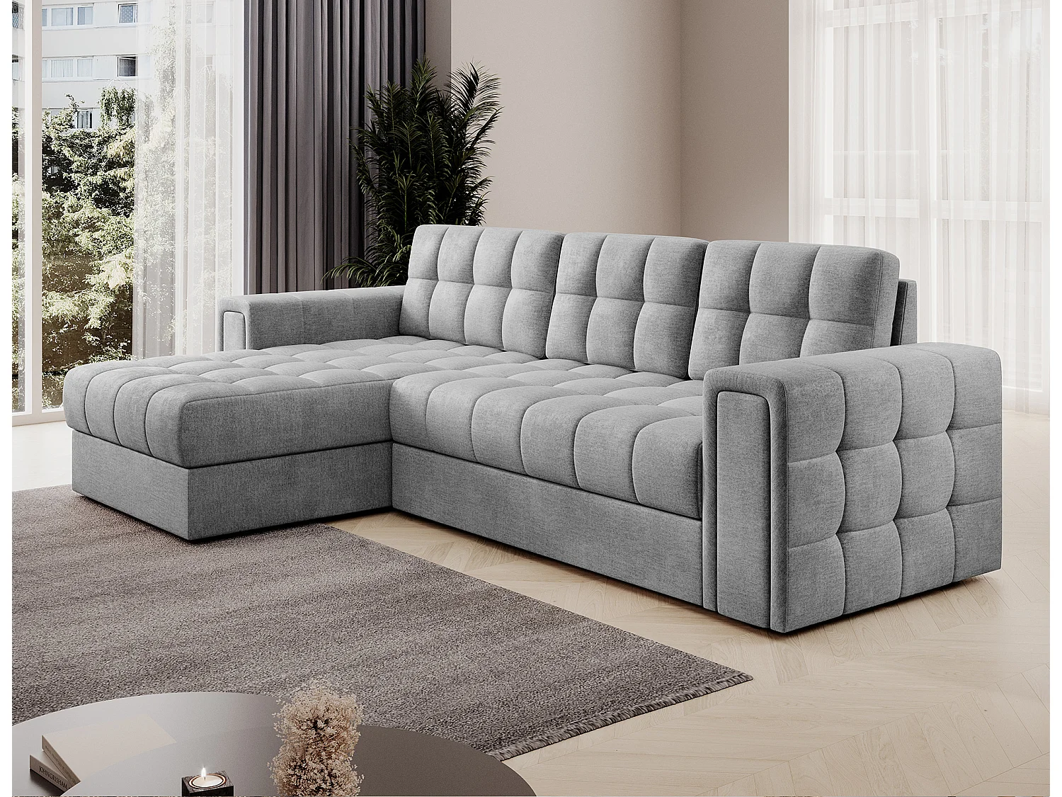 Ecksofa Polo L/Stoffbezug/Grau