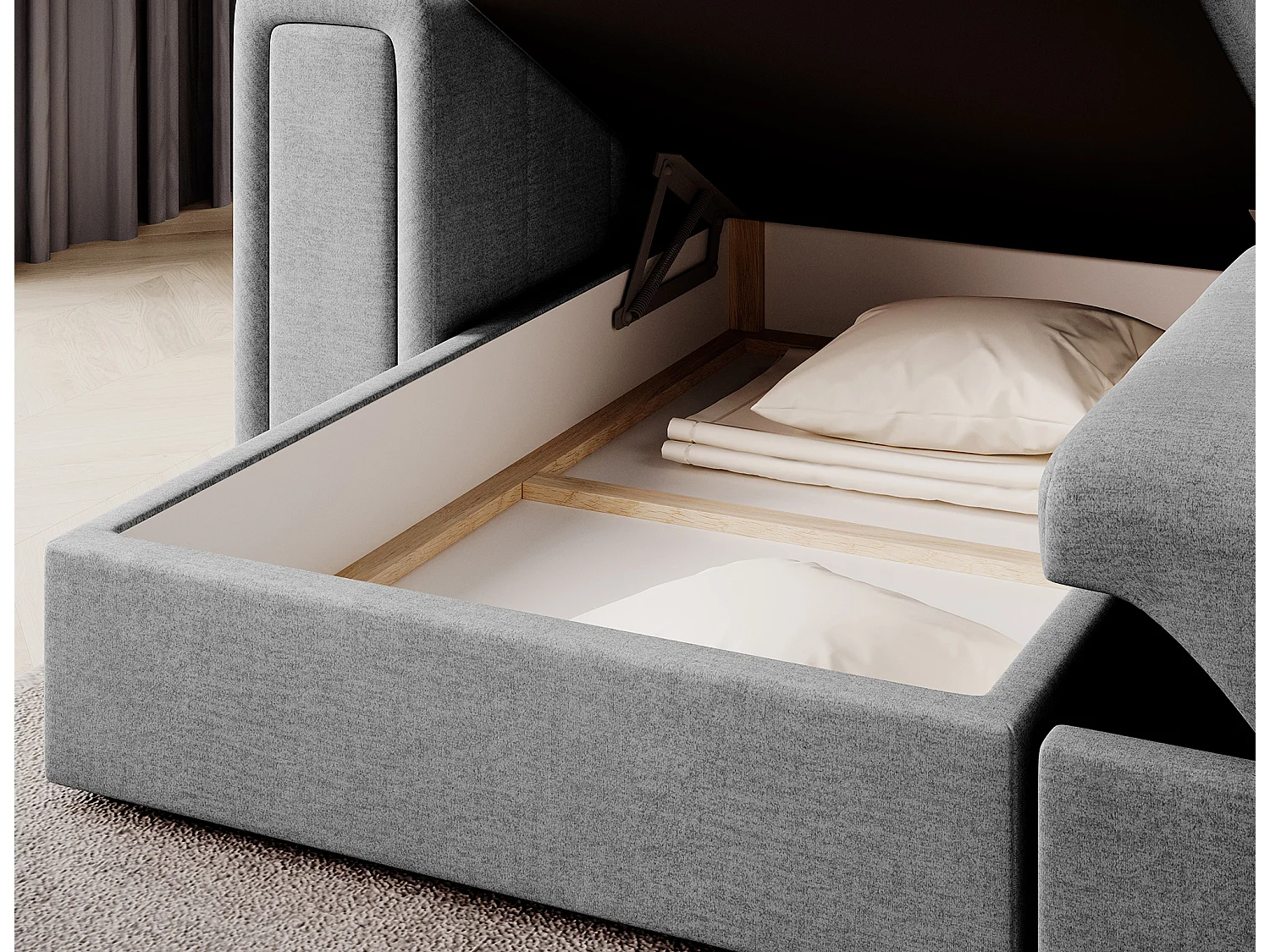 Divano d'angolo Polo L/Tessuto/Grigio