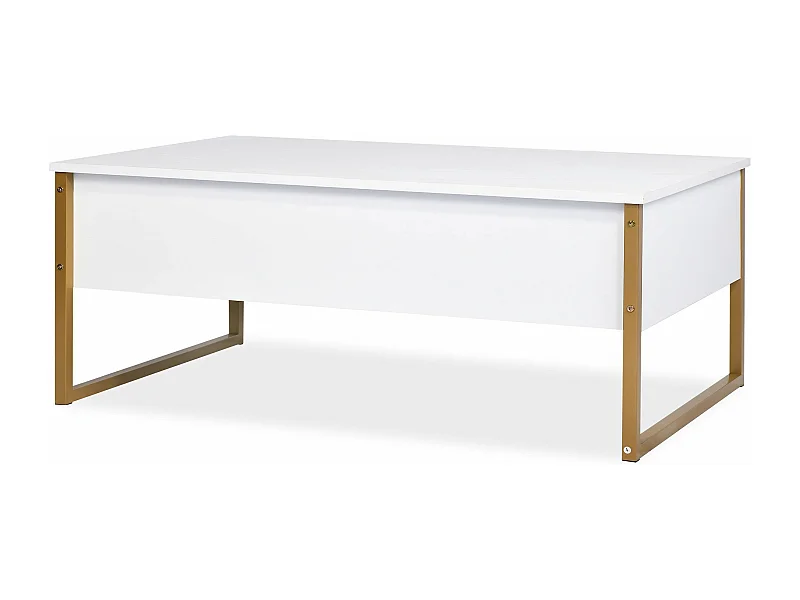 Table basse moderne Valmain 60x90cm Blanc et Métal Or