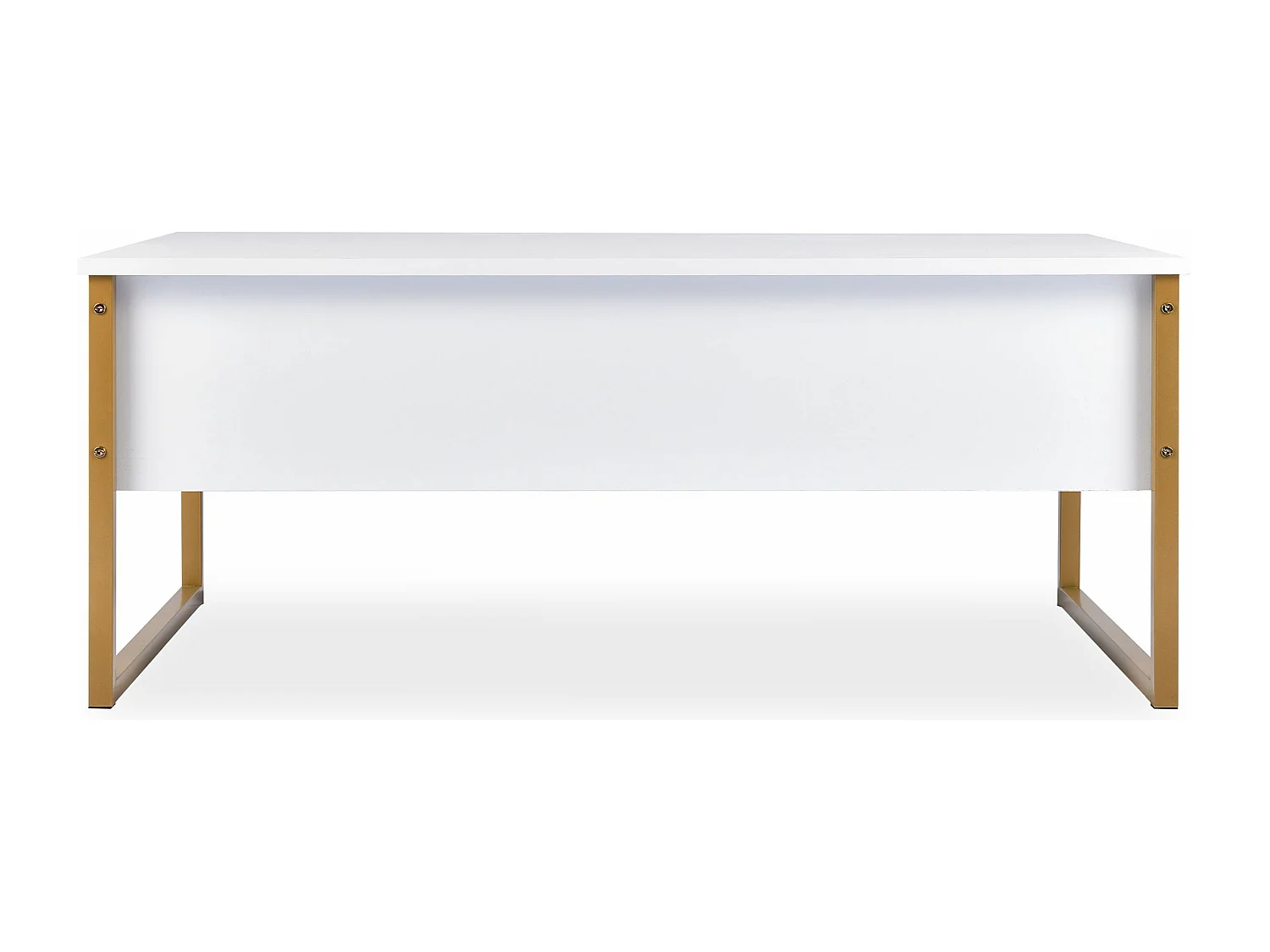 Table basse moderne Valmain 60x90cm Blanc et Métal Or