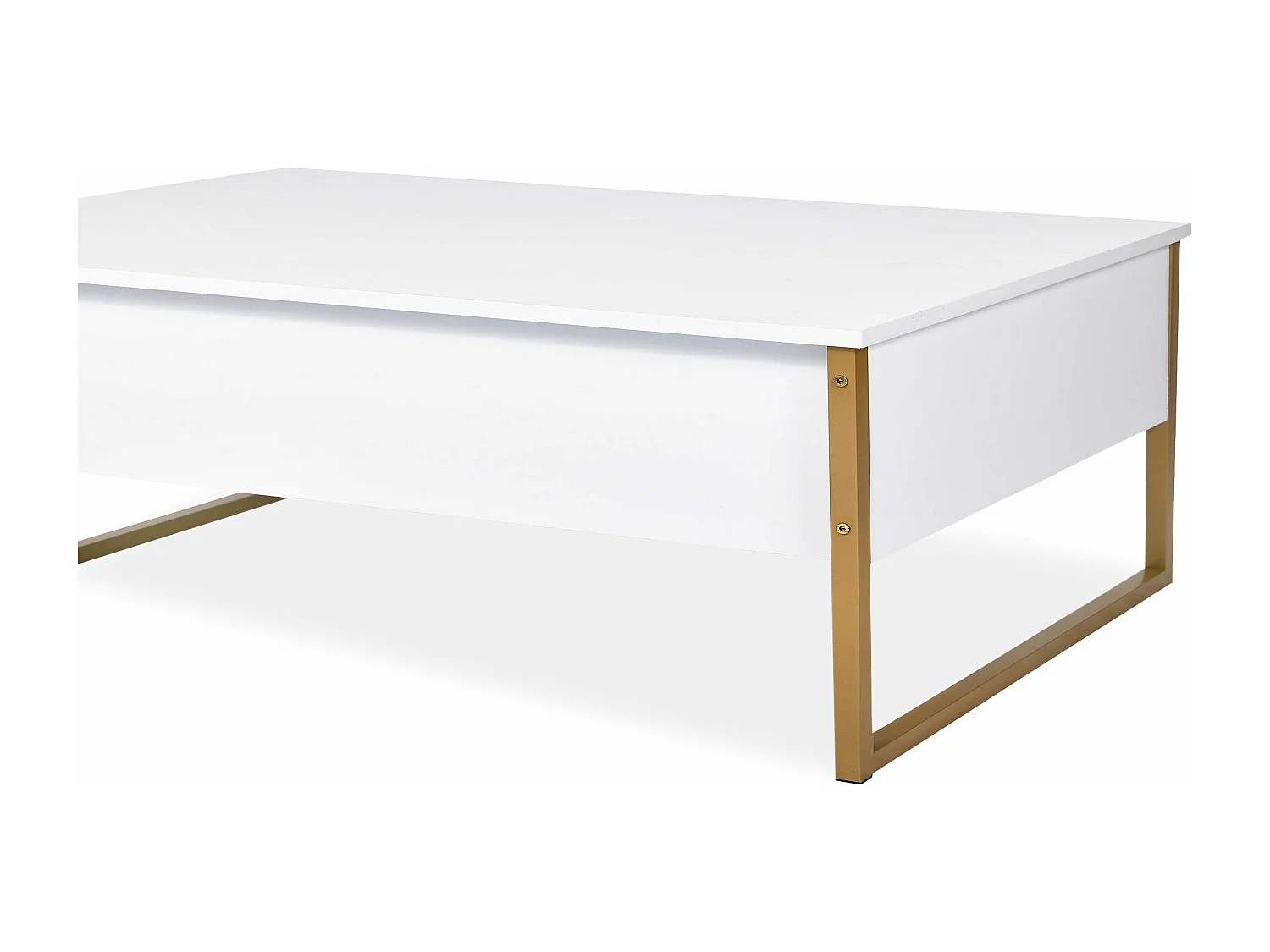 Table basse moderne Valmain 60x90cm Blanc et Métal Or