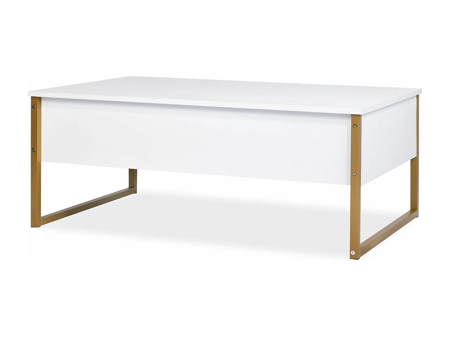 Table basse moderne Valmain 60x90cm Blanc et Métal Or