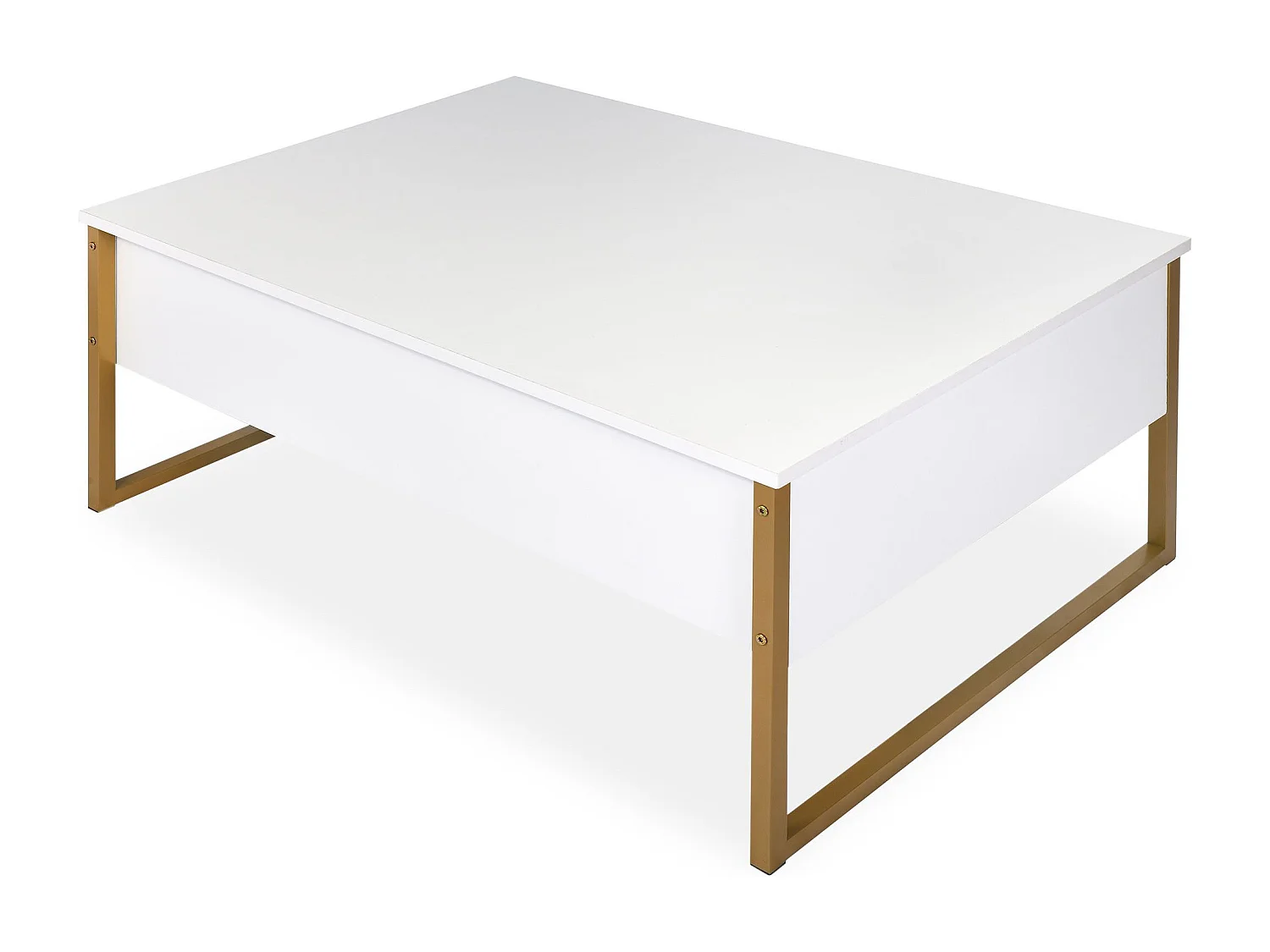 Table basse moderne Valmain 60x90cm Blanc et Métal Or