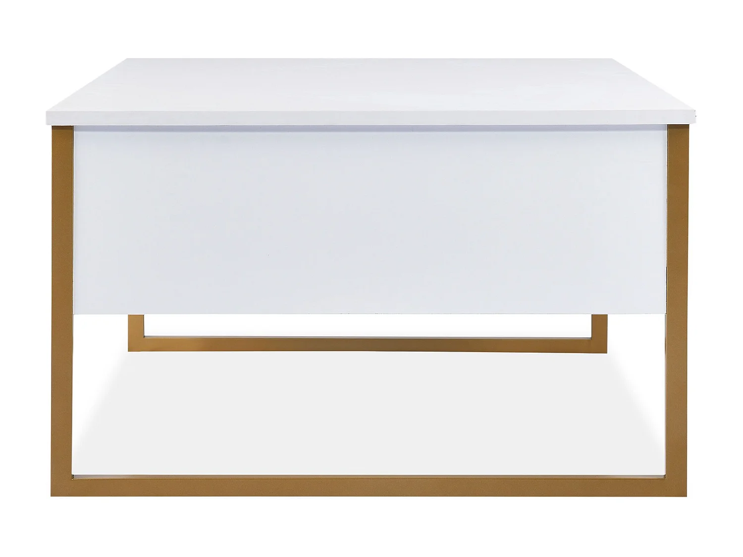 Table basse moderne Valmain 60x90cm Blanc et Métal Or