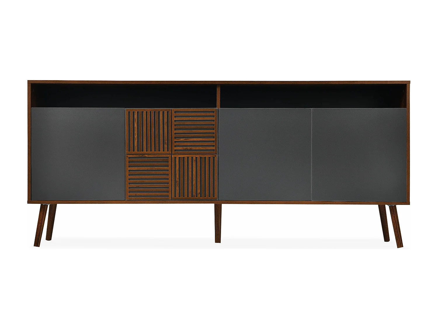 Buffet moderne avec portes battantes Jarvis Bois foncé et Gris