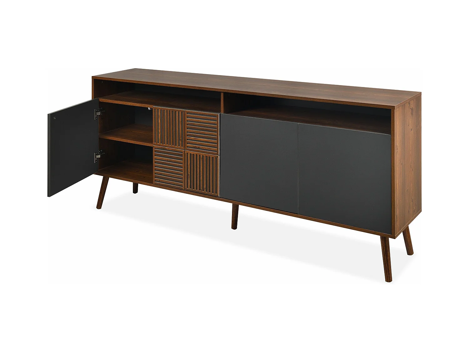 Buffet moderne avec portes battantes Jarvis Bois foncé et Gris