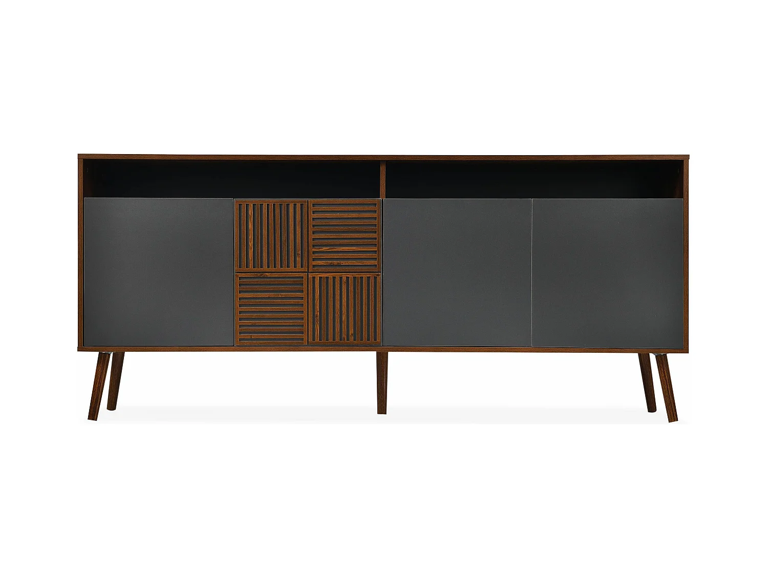 Buffet moderne avec portes battantes Jarvis Bois foncé et Gris