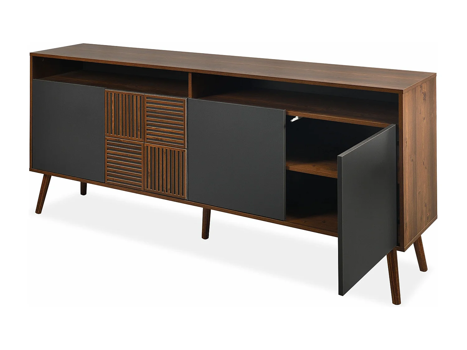 Buffet moderne avec portes battantes Jarvis Bois foncé et Gris