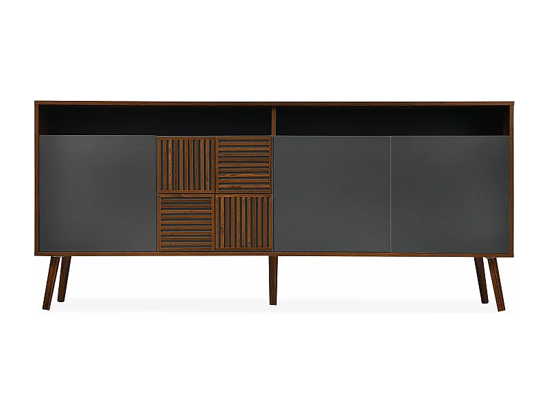 Buffet moderne avec portes battantes Jarvis Bois foncé et Gris