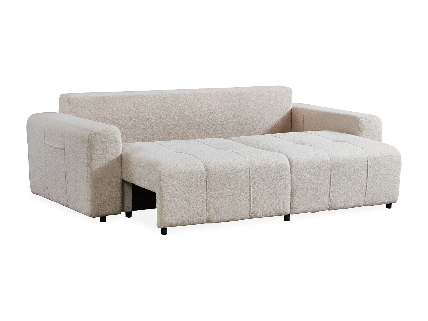 Canapé convertible 3 places Cloudy Tissu bouclette Crème