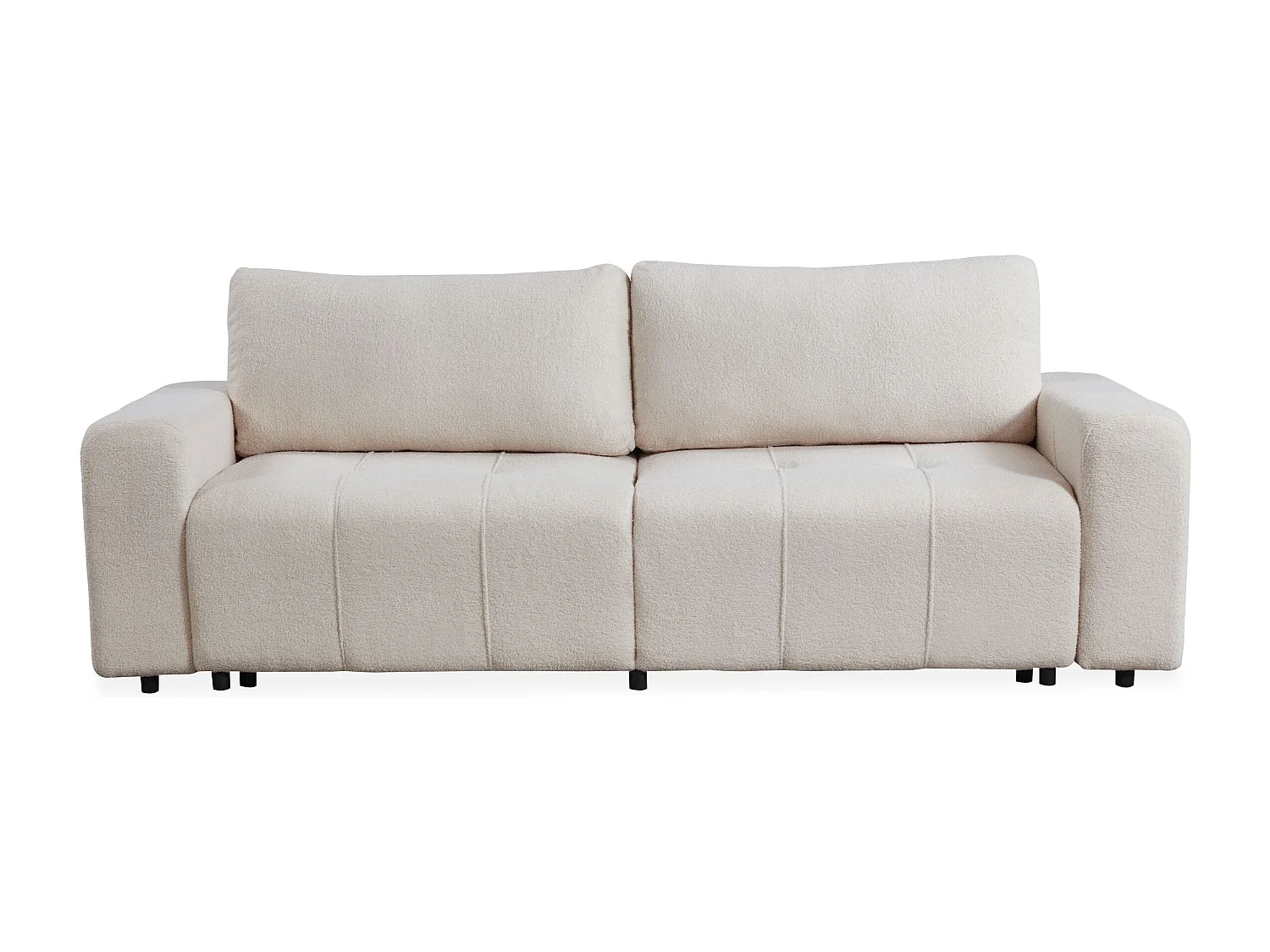 Canapé convertible 3 places Cloudy Tissu bouclette Crème