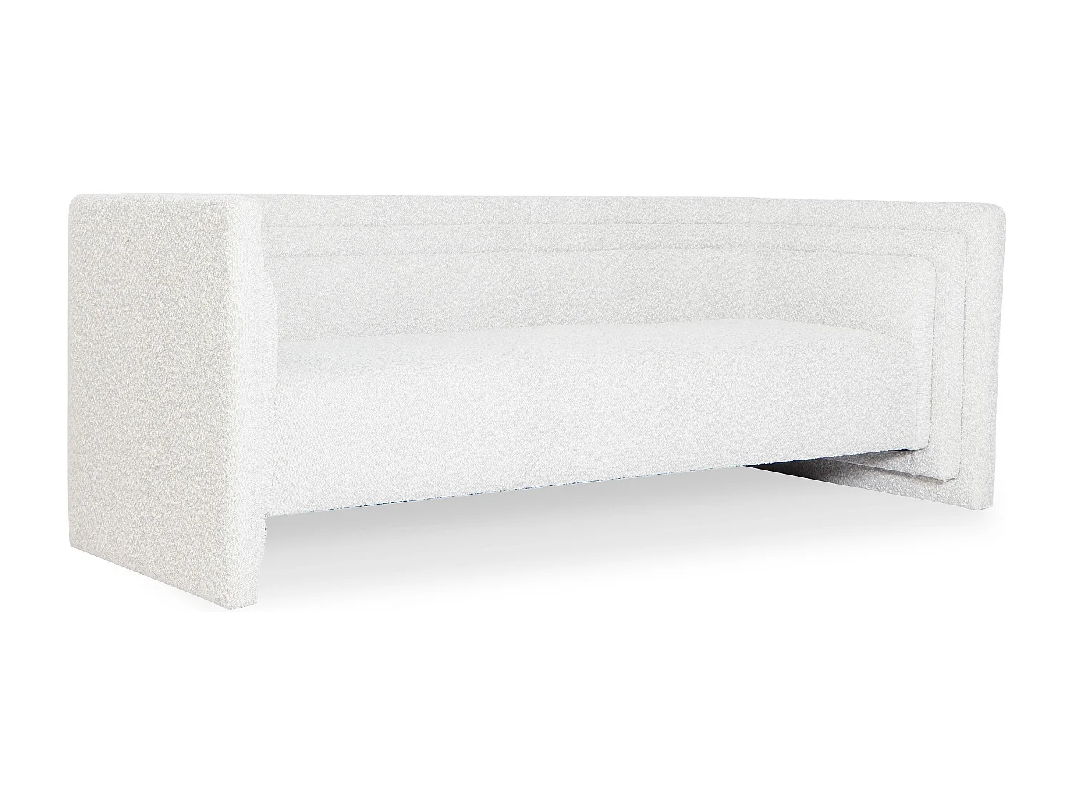 Moderne 3-Sitzer Sofa im Kubistischen Stil Fredonia aus Bouclé-Stoff in Cremefarben