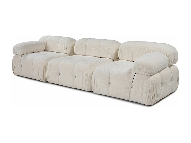 Canapé modulable Tendance 3 places Nourhane Tissu bouclette Crème