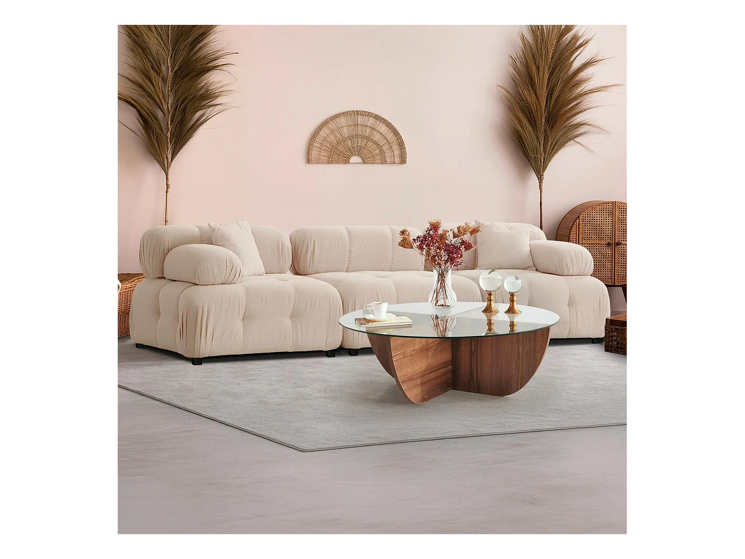 Canapé design modulable Hollywood Tissu bouclette Beige