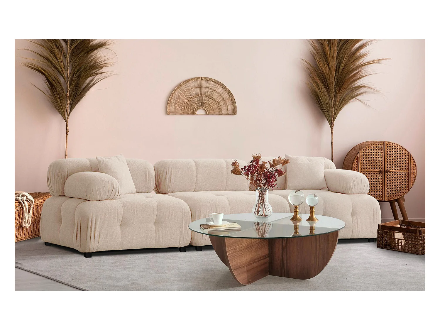 Canapé design modulable Hollywood Tissu bouclette Beige