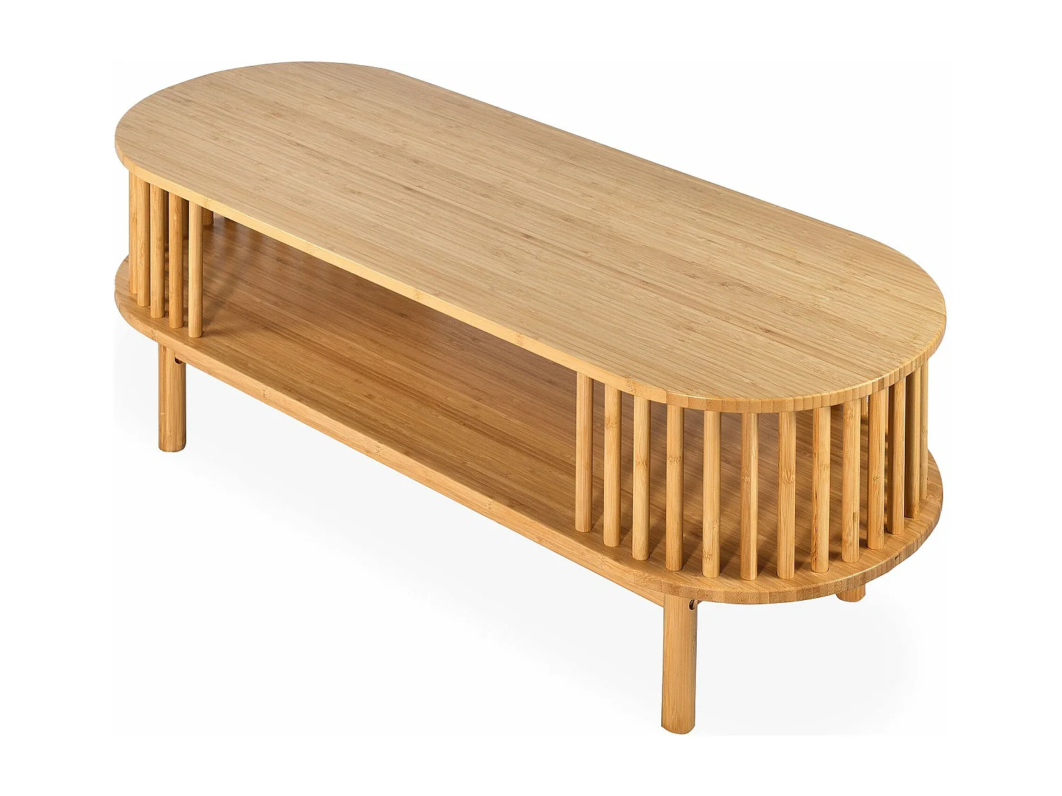 Table basse moderne à barreaux Gariong L100cm Bambou