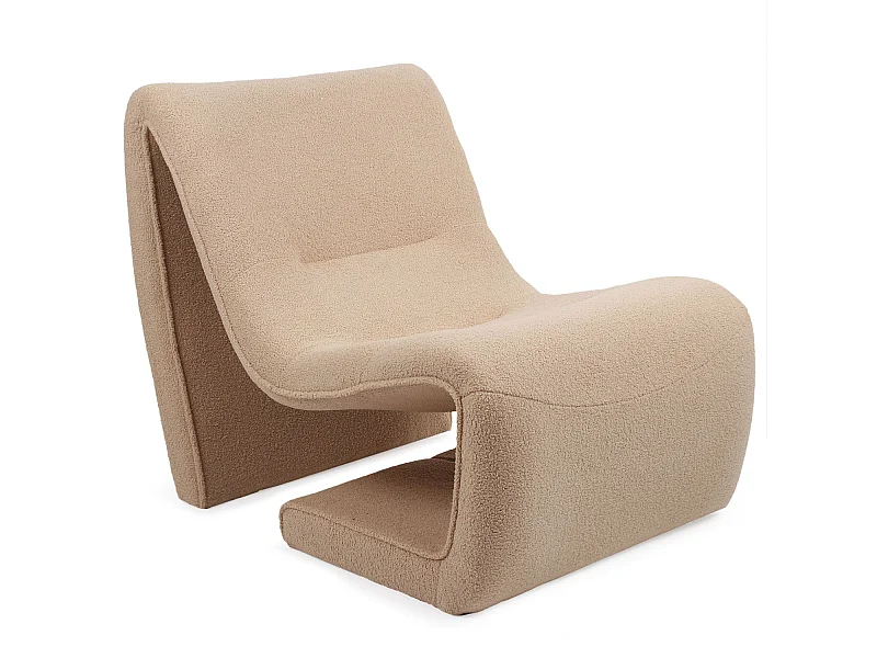 Design-Sessel Feldon aus Bouclé-Stoff in Helltaupe - Bequem und elegant