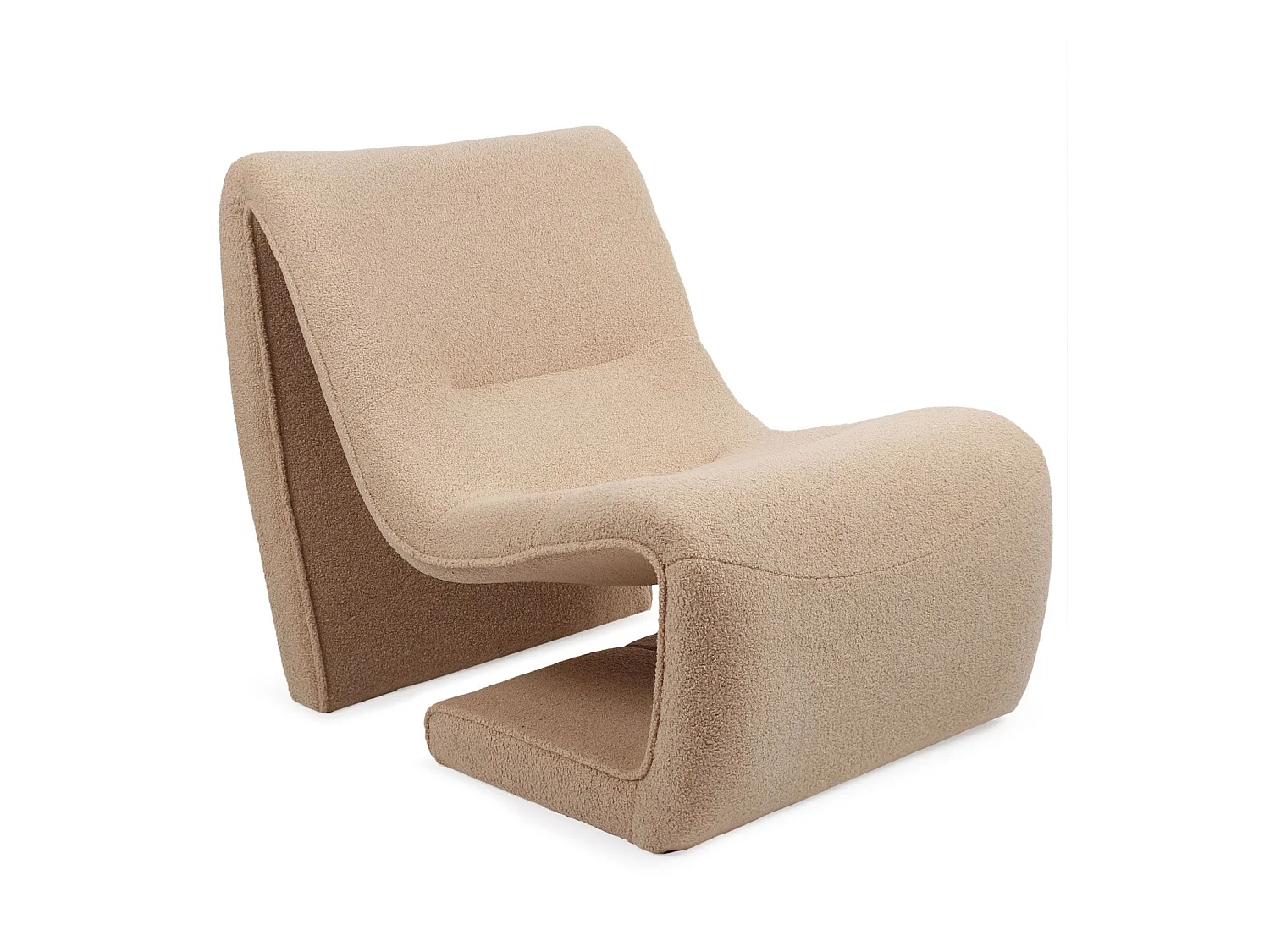 Design-Sessel Feldon aus Bouclé-Stoff in Helltaupe - Bequem und elegant