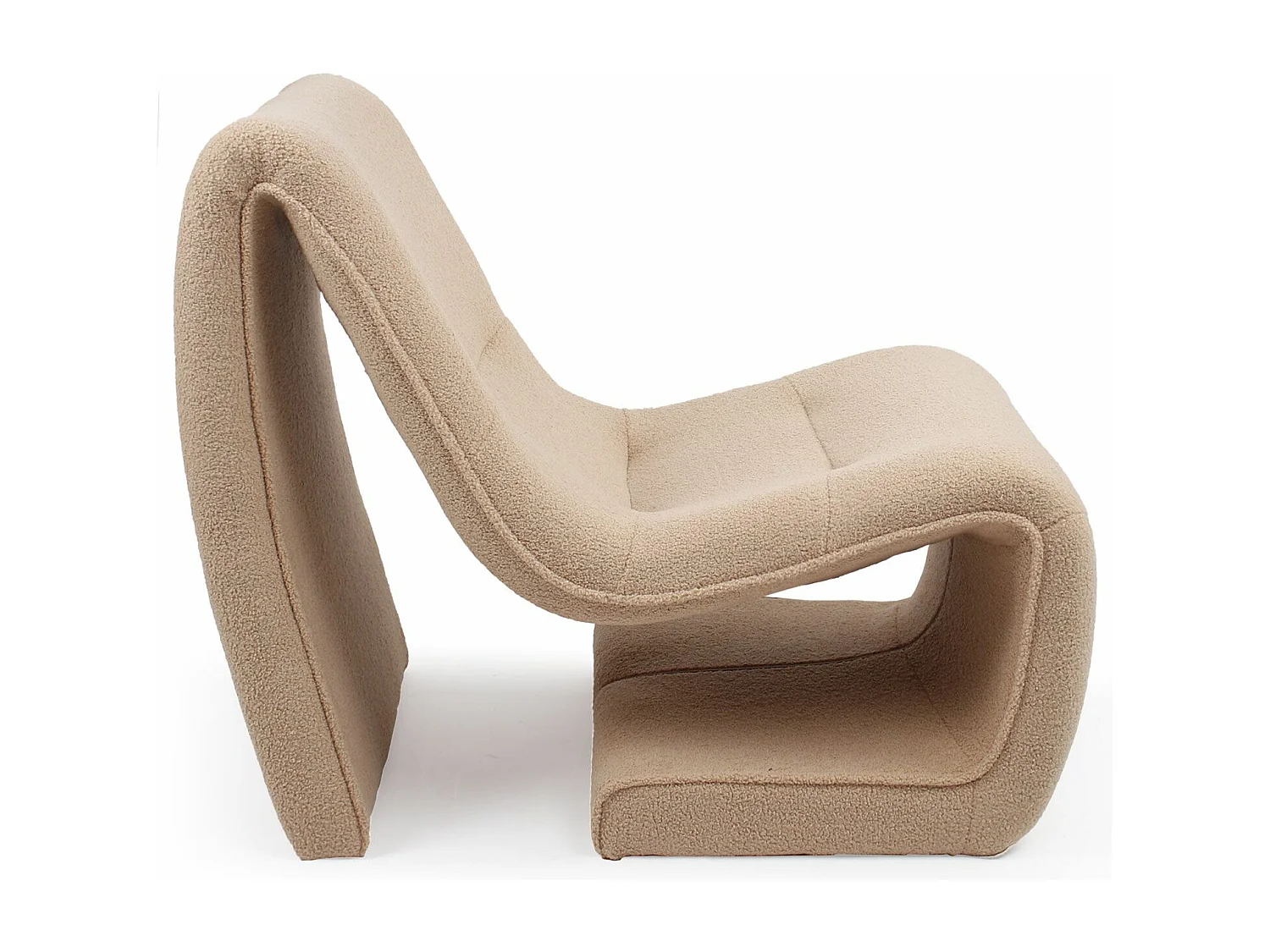 Design-Sessel Feldon aus Bouclé-Stoff in Helltaupe - Bequem und elegant