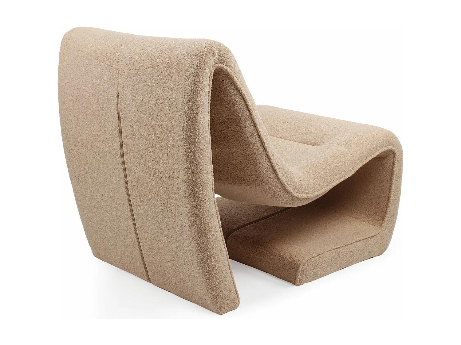 Design-Sessel Feldon aus Bouclé-Stoff in Helltaupe - Bequem und elegant