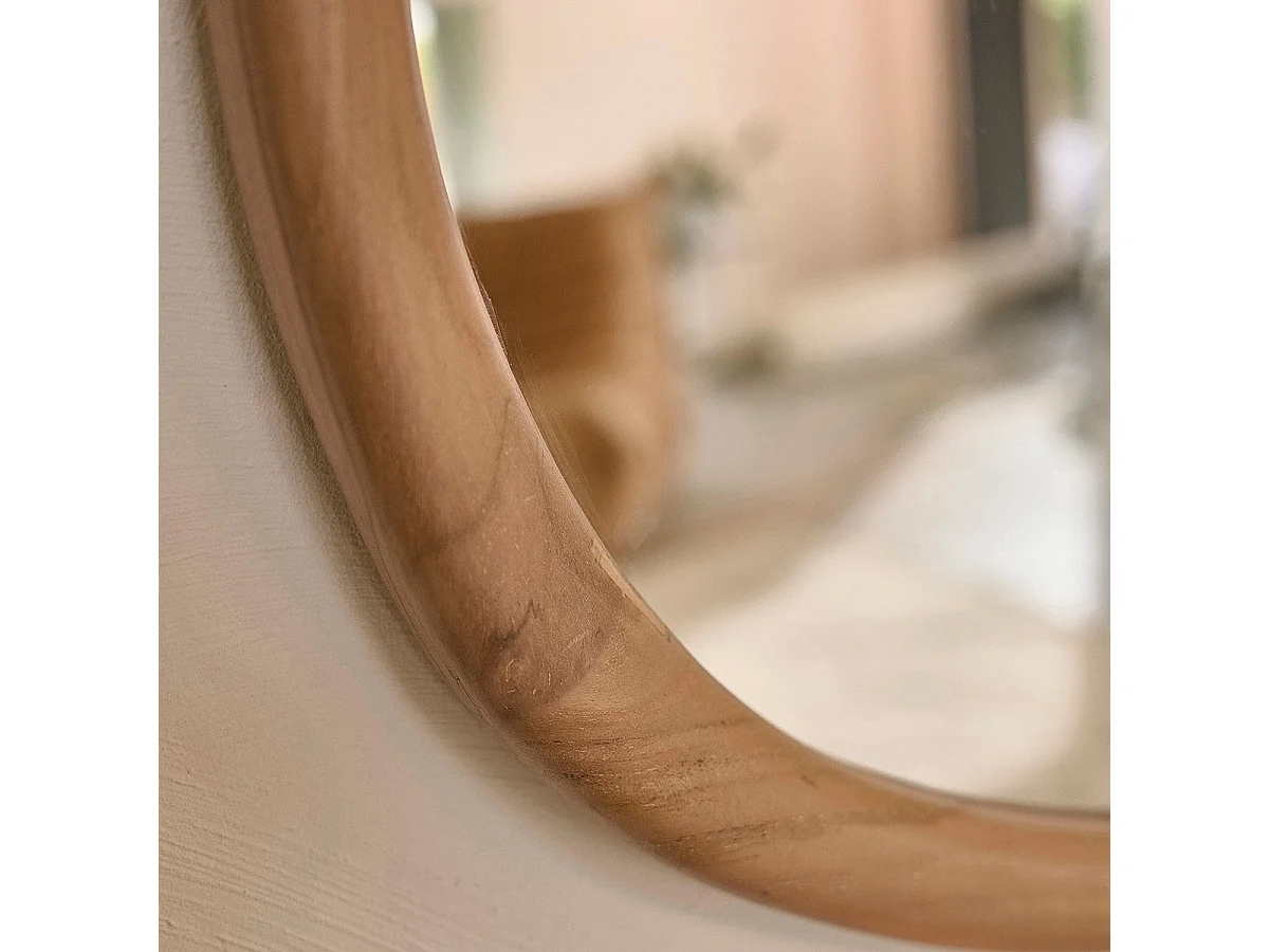Miroir organique en teck massif 90 cm