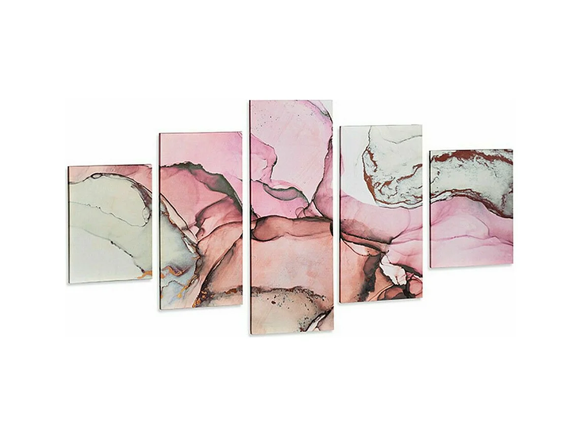Jeu de 5 tableaux Toile Marbre Rose
