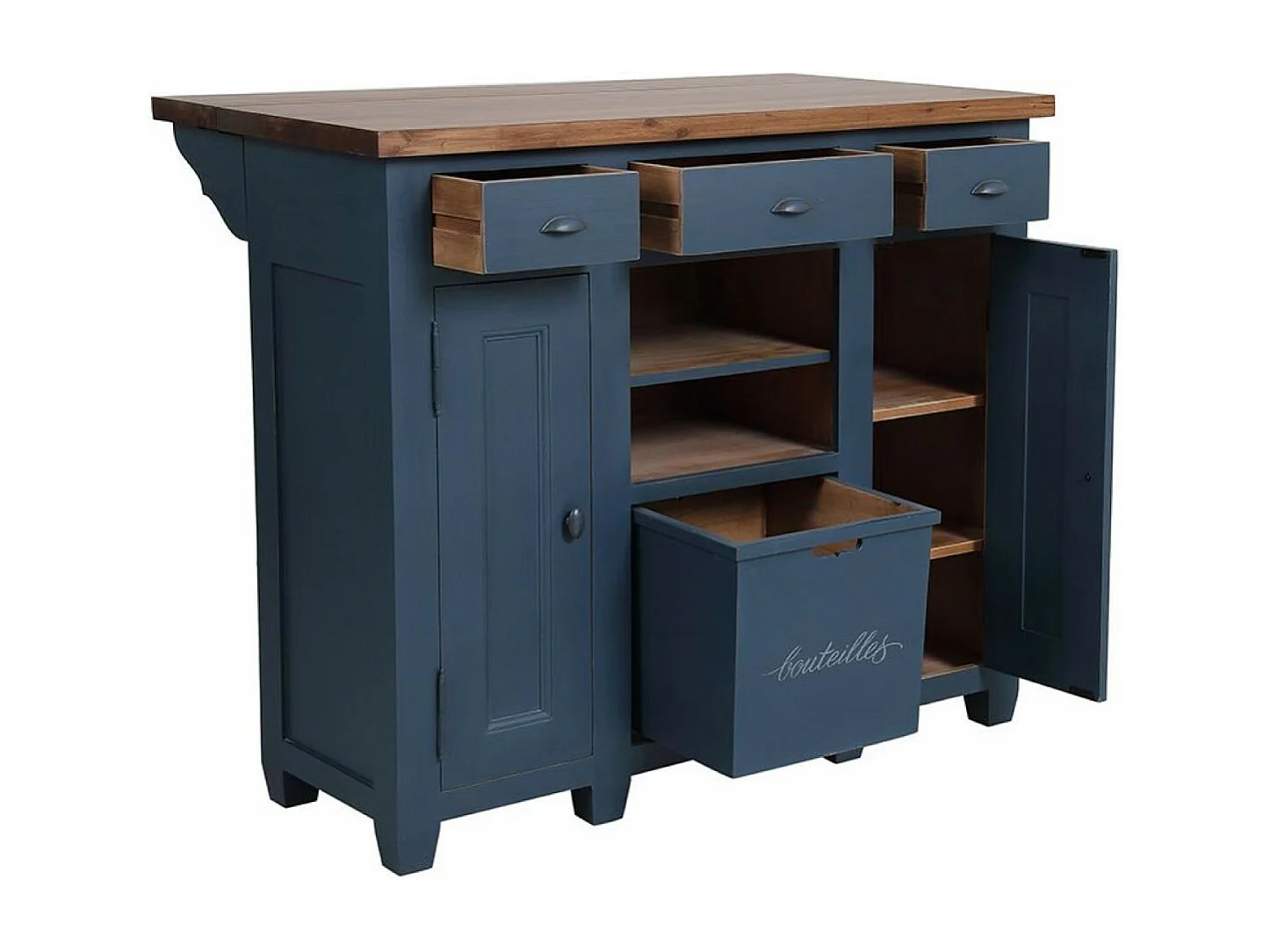 Comptoir bar Bois Bleu - Brocante Interior's