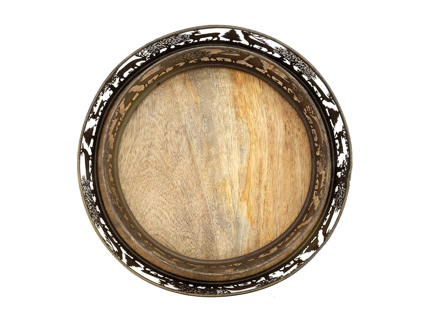 Plateaux en métal doré antique  et manguier Cerf et Biche