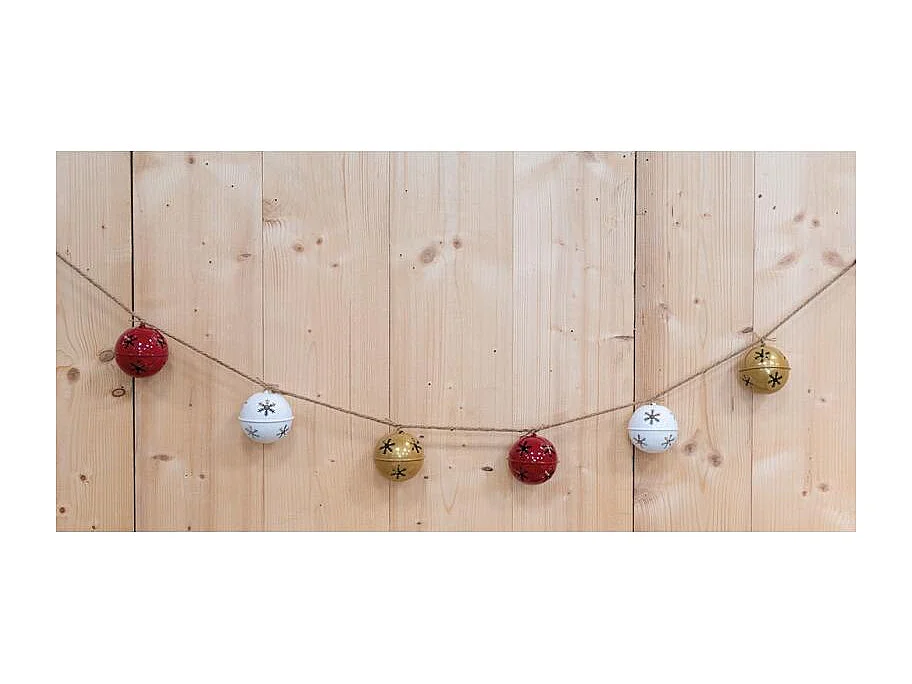 Guirlande 6 grelots en métal coloré