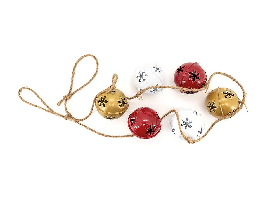 Guirlande 6 grelots en métal coloré