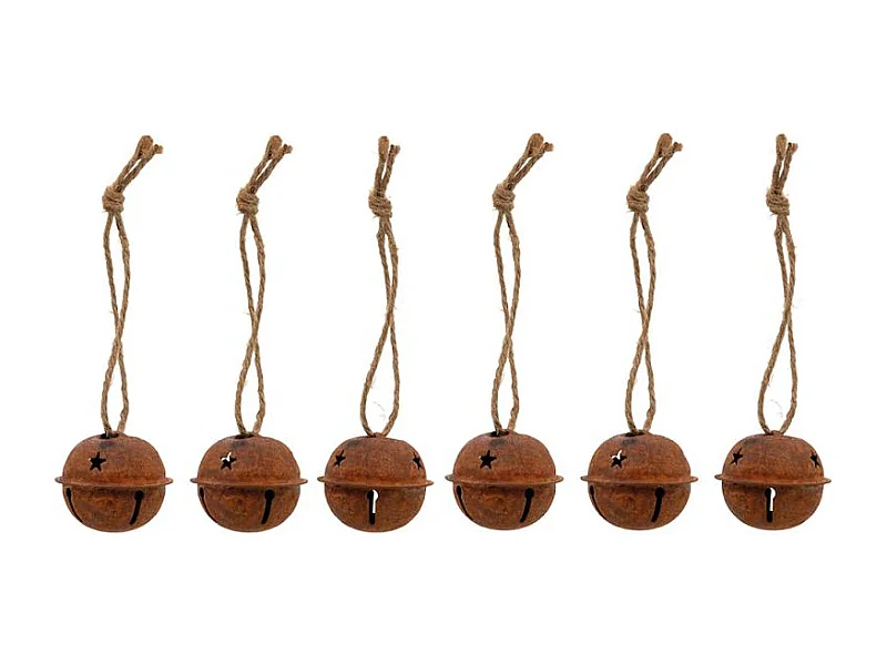 Lot de 6 grelots en métal vieilli