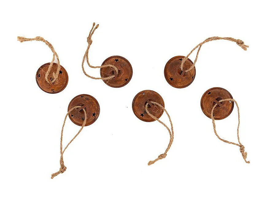 Lot de 6 grelots en métal vieilli