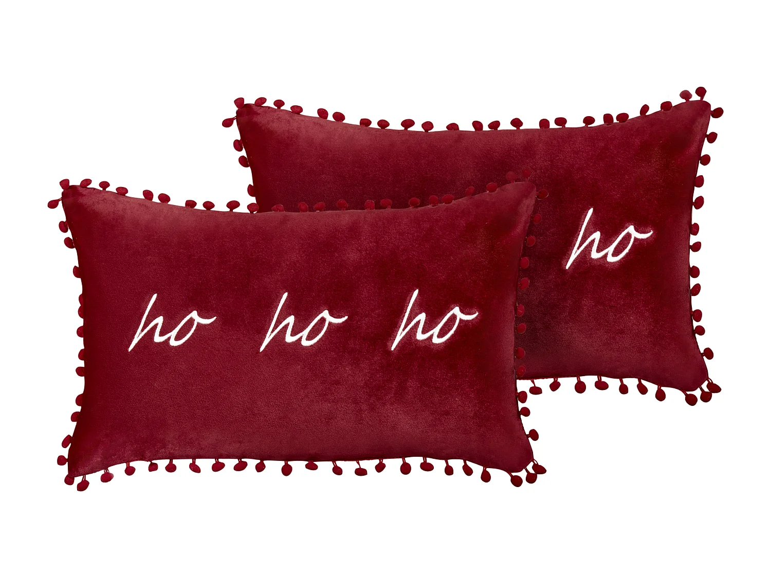 Zestaw 2 poduszek dekoracyjnych MOCHI Welur 30 x 50 cm Czerwony Wzór świąteczny