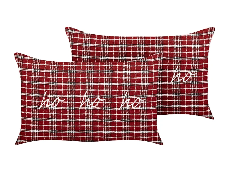Conjunto de 2 almofadas decorativas MOCHI 30 x 50 cm Vermelho Padrão natalicio