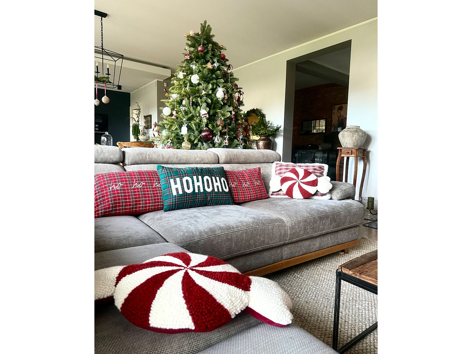 Conjunto de 2 almofadas decorativas MOCHI 30 x 50 cm Vermelho Padrão natalicio