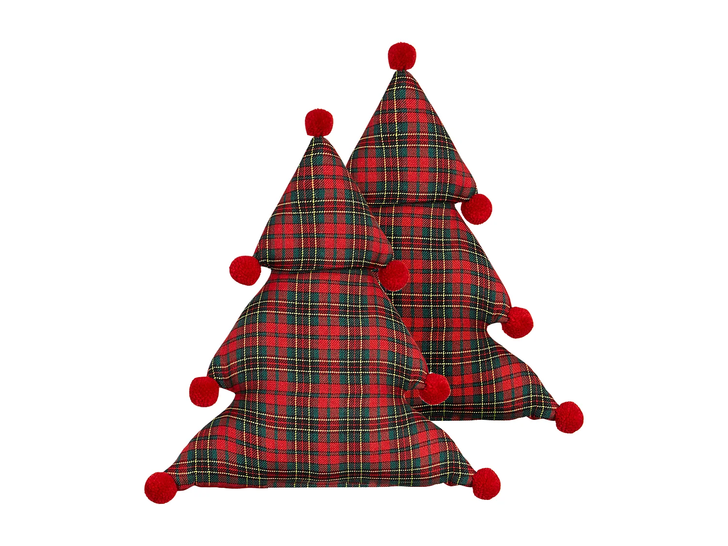 Dekokissen 2er Set Weihnachtsbaum rot / grün 35 x 30 cm für Weihnachtsdeko Treat