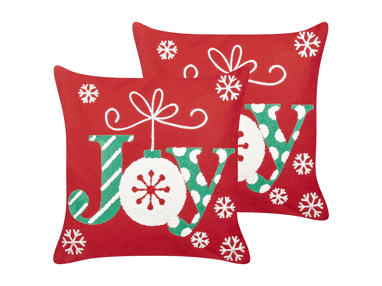 Dekokissen 2er Set GINGERBREAD Baumwolle 45 x 45 cm Rot Weihnachtsmotiv