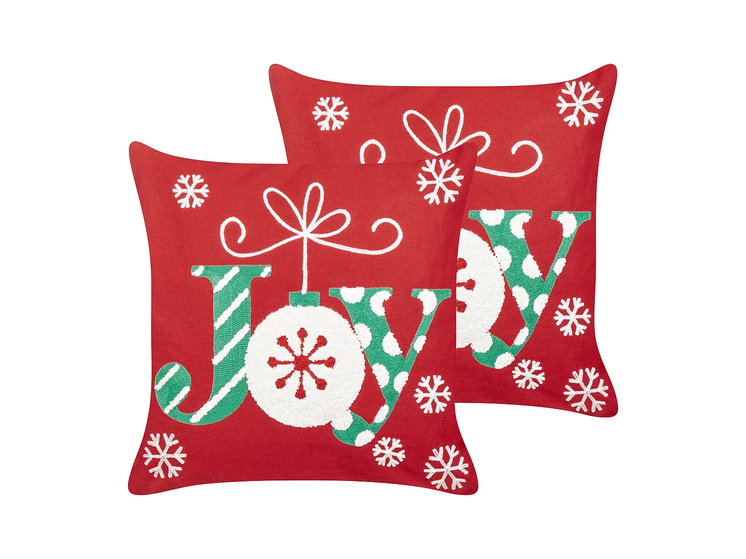 Dekokissen 2er Set GINGERBREAD Baumwolle 45 x 45 cm Rot Weihnachtsmotiv