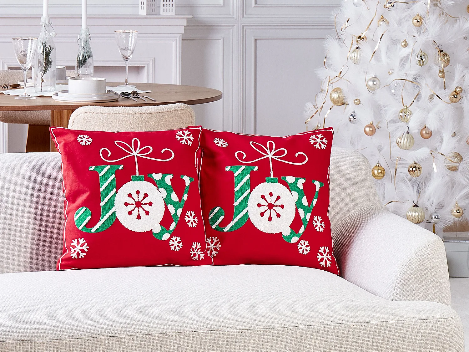 Set van 2 decoratieve kussens GINGERBREAD Katoen 45 x 45 cm Rood Kerst patroon