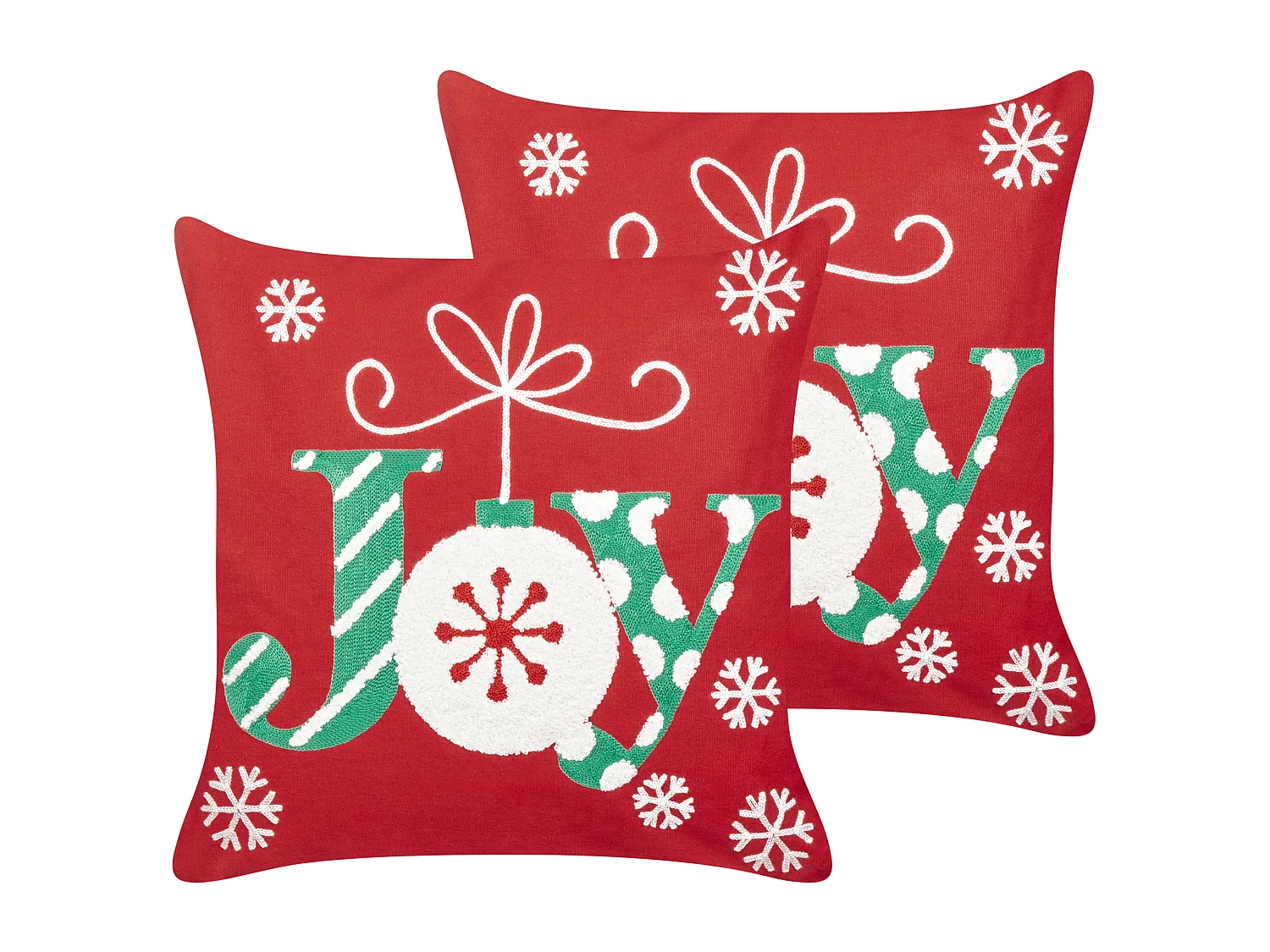 Set van 2 decoratieve kussens GINGERBREAD Katoen 45 x 45 cm Rood Kerst patroon