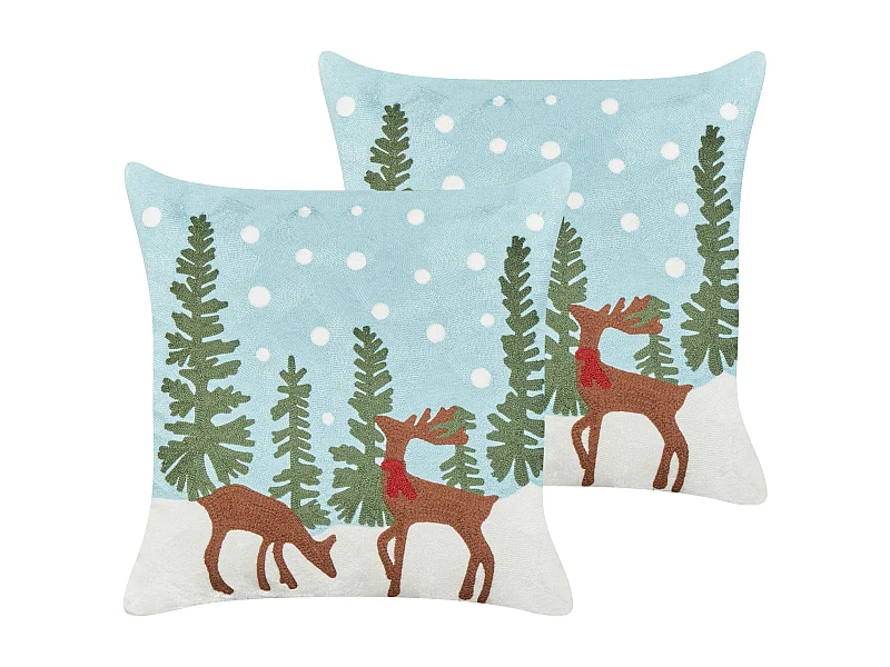 Lot de 2 coussins décoratifs PEPPERMINT Coton 45 x 45 cm Bleu clair