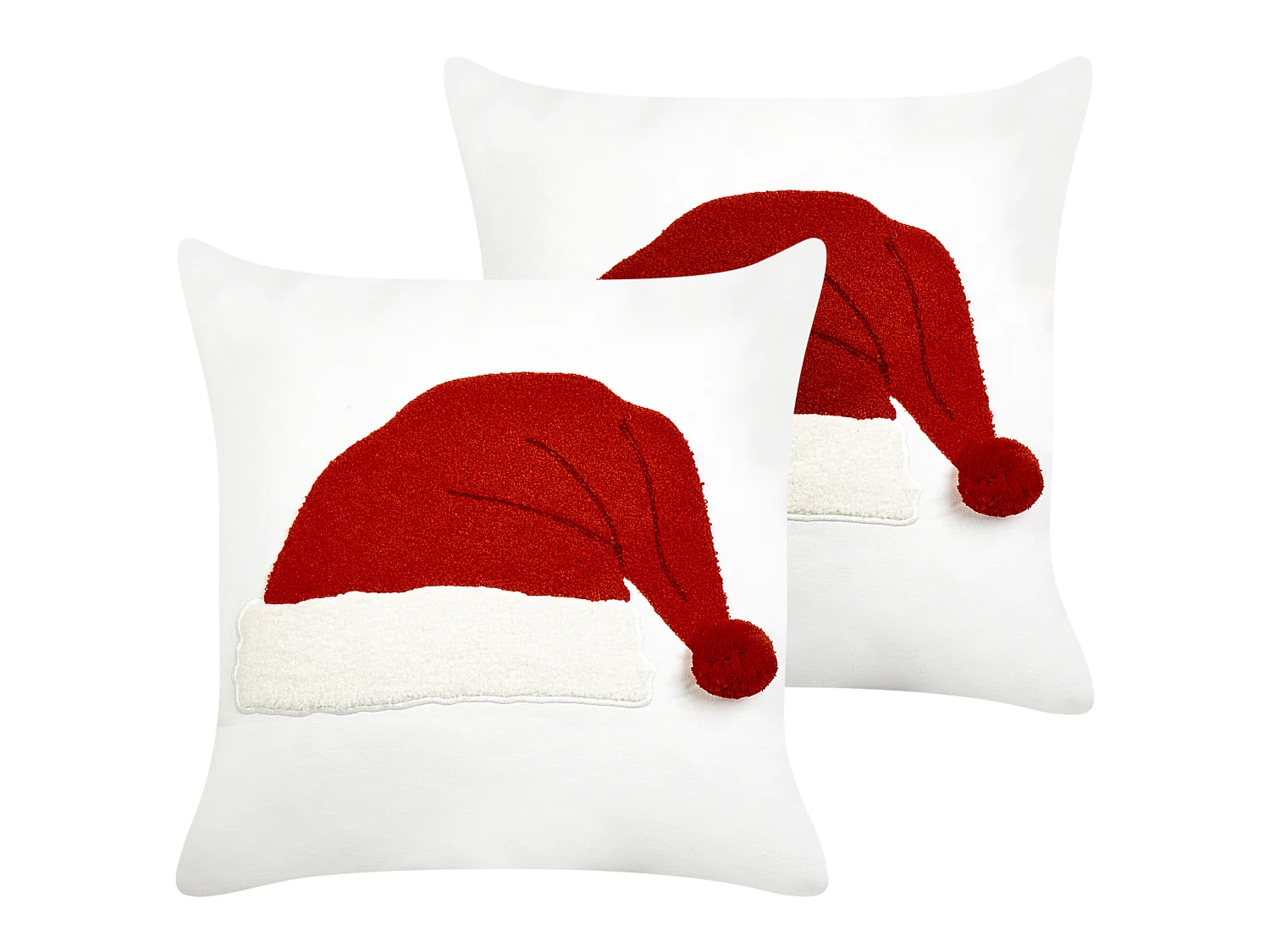 Lot de 2 coussins décoratifs PRETZEL Coton 45 x 45 cm Blanc Motif de Noël
