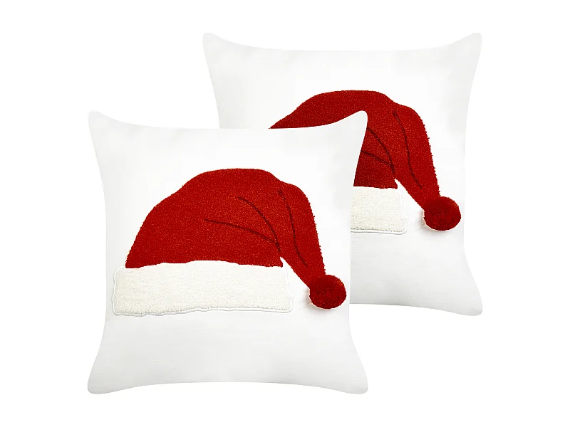 Dekokissen 2er Set PRETZEL Baumwolle 45 x 45 cm Weiss Weihnachtsmotiv