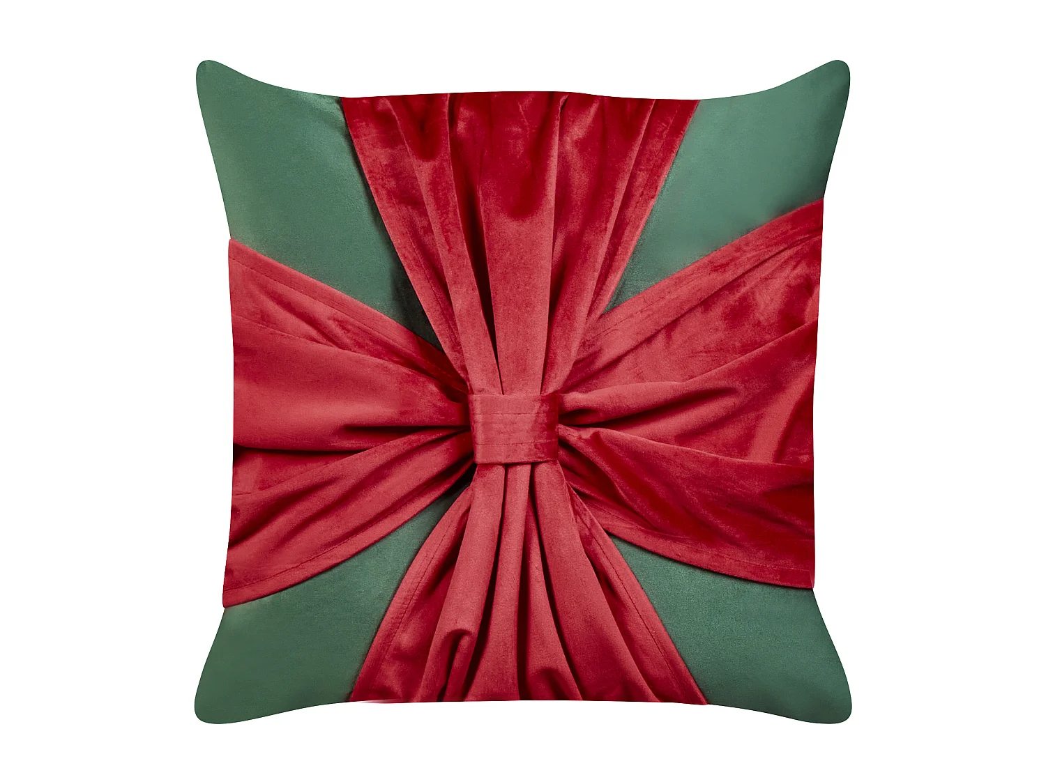 Set van 2 decoratieve kussens MARSHMALLOW Fluweel 45 x 45 cm Rood Groen Kerst patroon